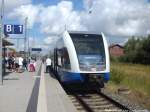 UBB GTW 2/6 mit ziel Swinem�nde Centrum (PL) im Bahnhof Z�ssow am 15.7.14