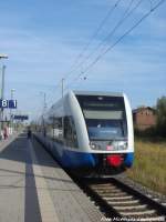 UBB GTW 2/6 mit ziel Swinem�nde Centrum (PL) im Bahnhof Z�ssow am 25.7.14