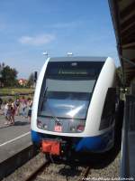 UBB GTW 2/6 mit ziel Peenem�nde im Bahnhof Zinnowitz am 25.7.14