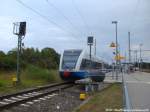 UBB GTW 2/6 mit ziel Stralsund Hbf im Bahnhof Z�ssow am 25.7.14