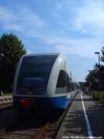 UBB GTW 2/6 mit ziel Swinem�nde Centrum (PL) im Bahnhof Trassenheide am 26.7.14