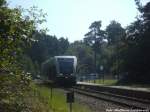 UBB GTW 2/6 mit ziel Peenem�nde im Bahnhof Trassenmoor am 26.7.14