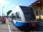 UBB GTW 2/6 mit ziel Peenem�nde im Bahnhof Zinnowitz am 26.7.14