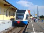 UBB GTW 2/6 mit ziel Peenem�nde im Bahnhof Zinnowitz am 26.7.14