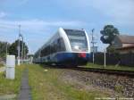 UBB GTW 2/6 mit ziel Swinem�nde Centrum (PL) beim des Bahnhofs Ahlbeck Ostseetherme am 27.7.14