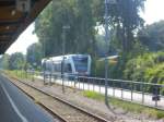 UBB GTW 2/6 mit ziel Z�ssow im Bahnhof Seebad Ahlbeck am 27.7.14