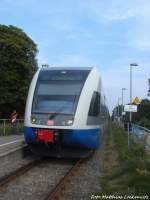 UBB GTW 2/6 mit ziel Z�ssow im Bahnhof Zempin am 28.7.14