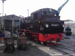 R�BB 99 4802 beim Wasserfassen im Kleinbahn BW Putbus am 26.5.13