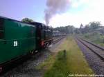 R�BB 99 4011 mit 251 901 als Schlusslicht und Schublok unterwegs nach Lauterbach Mole bei der Ausfahrt aus Putbus am 29.5.13