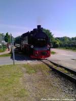 R�BB 99 1784 beim Verlassen des Binzer Bahnhofs in Richtung Putbus am 30.5.13
