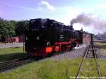 R�BB 99 1784 beim Verlassen des Putbusser Bahnhofs in Richtung  Ostseebad G�hren am 17.6.13