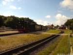 R�BB 99 4011 standte mit dem P103 abfahrbereit nach Ostseebad G�hren im Bahnhof Putbus am 11.8.13