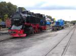 R�BB 99 1784 & 199 008 im Kleinbahn BW Putbus am 15.9.13