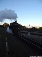 R�BB 99 4011 auf Rangierfahrt im Bahnhof Putbus am 2.10.13