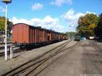 Die Traditionswagen der R�BB abgestellt im Bahnhof Putbus am 2.10.13