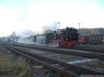 99 608 als P108 mit ziel Ostseebad G�hren nei der Ausfahrt aus Putbus am 14.10.13