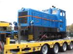 199 008 verschn�rrt udn Verladen aufm Tiefelader in Putbus am 17.10.13