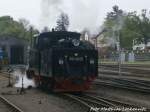 R�BB 99 4652 f�hrt f�r F�hrerstandsmitfahrten im Putbusser Bahnhof hin und her am 31.5.15