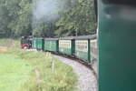 Panorama-Wagen Foto von der 99 782 der R�BB in Richtung Ostseebad G�hren am 28.7.21