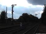 Blick auf die stillgelegten Signale vom S�dbahnhof Neustrelitz am 7.10.13
