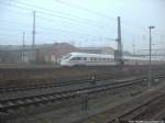 BR 411 als ICE 1609 mit ziel M�nchen Hbf beim Verlassen des Bahnhofs Stralsund Hbf am 6.3.14