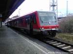 BR 628 im Doppelpack als RE6 miz Ziel L�beck Hbf im Bahnhof Bad Kleinen am 13.4.13