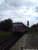 928 651 als RE6 mit ziel L�beck Hbf aus L�beck Hbf beim einfahren in den Bahnhof Bad Kleinen am 13.7.14