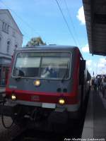 628 692 als RE6 mit ziel Stettin (PL) im Bahnhof G�strow am 15.7.14
