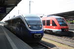 VT 643 312 der NordWestBahn als RB85 mit ziel Paderborn Hbf und 648 769/269 als RB86 mit ziel Einbeck-Mitte im Bahnhof G�ttingen am 8.5.20