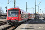 650 018 mit 650 100 verl�sst als RB93 mit Ziel Friedrichshafen Hafen den Bahnhof Lindau Insel (ehemals Lindau Hbf) am 24.3.21