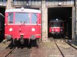 708 006 und ein unbekannter Triebwagen im DB Museum Halle (Saale) am 4.7.15