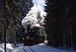 Hinter dem N 8941 folgte 99 5901 mit einem Sonderzug.Auch sie passierte das Esig von Schierke am 03.04.2015.