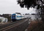 223 065 ist am 10.02.14 mit dem ALX in Lengenfeld kurz vor Marktredwitz zusehen.