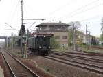 Am 6. Dresdner Dampfloktreffen gab es auch wieder eine Parallelfahrt von Dresden nach Decin. Hier am 13.04.14 E 77 10 in Heidenau bei der R�ckfahrt nach Dresden.