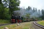 99 222 bei der Ausfahrt mit einem Sonderzug aus Drei-Annen-Hohne am 12.08.2015