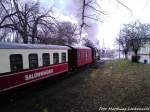 Mecklenburgische Bderbahn  Molli  bei der Einfahrt in den Bahnhof Bad Doberan am 13.4.13 