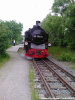 RBB 99 1784 ist soeben im Endbahnhof Lauterbach Mole angekommen am 1.6.13 