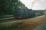 99 787 der Zittauer Schmalspurbahn war als Aushilfslok auf Rgen.Hier im Bahnhof Binz(Gescannt)