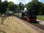 Ohne Halt durchfuhr 99 4802,am 18.Juli 2010,die Station Garftitz.