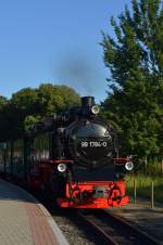 99 1782-4 rollt mit P 110 in den Bahnhof Binz am 03.08.2015 ein