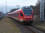 Auf Grund einer Langsamfahrstelle fuhr der 429 029,am 18.Januar 2015,mit 20km/h in Binz ein.