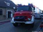 Mercedes Feuerwehrfahrzeuge standte in Putbus w�hrend eines Feuers in einer B�ckerei am 