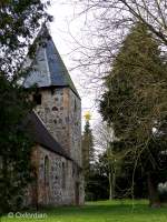 Namenlose Feldsteinkirche aus dem Jahre 1744 in Cheine bei Salzwedel, Sachsen-Anhalt.