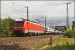 DB Cargo 189 007-8 fuhr mit neuen Autos am 09.09.2017 Richtung Magdeburg am Abzweig Magdeburg Elbbrücke vorbei