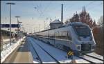 DB 1442 200 am Schluss einer ganzen Reihe von Talent 2-Triebz�gen auf dem Weg in das Hennigsdorfer Bombardier-Werk:  1442 100, 1442 201 und 1442 101.