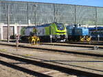 2019 407 stand vor der Werkhalle in Neustrelitz am 13.Oktober 2026.Durch den Zaun fotografiert.
