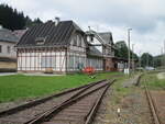 Mitten im Thüringer Wld gelegend der Bahnhof Stützerbach am 31.August 2021.Hier kommt nur die Rennsteigbahn mit Sonderzügen vorbei.