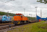 Südwestfalen Container-Terminal GmbH (SWCT), Kreuztal Ubf, den 31.05.2019:  Der halbe KLV-Zug ist bereits leer, nun muss die KSW 45 (98 80 0276 016-9 D-KSW), eine MaK G 1204 BB der der Kreisbahn