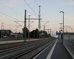 warnemunde/860509/bahnhof-warnemuende-am-fruehen-morgen-des Bahnhof Warnemünde am frühen Morgen des 01.09.2024 um 06.36 Uhr