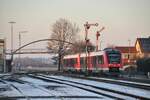 623 538 und 622 039 als R7 in Vöhringen am 07.02.2023.